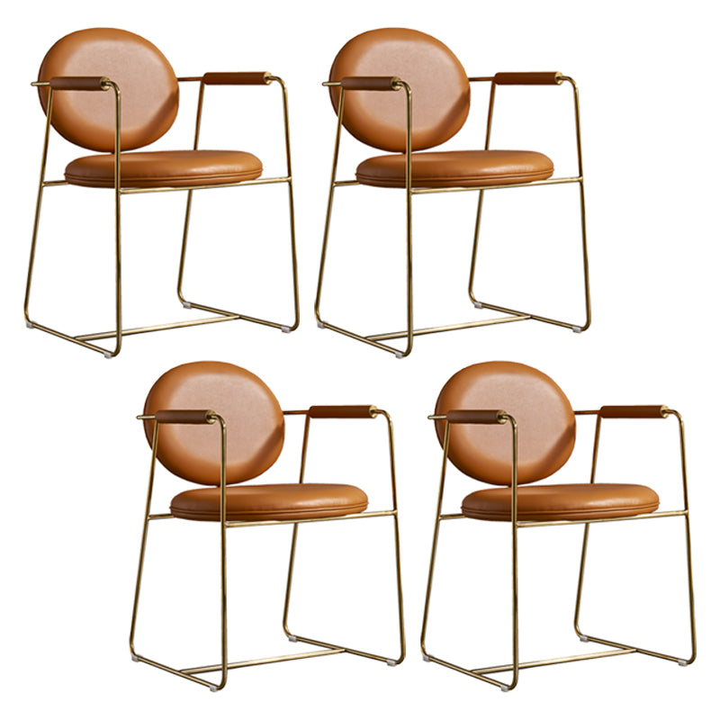 Silla de comedor tapizada de metal con respaldo abierto, sillón casero de estilo moderno