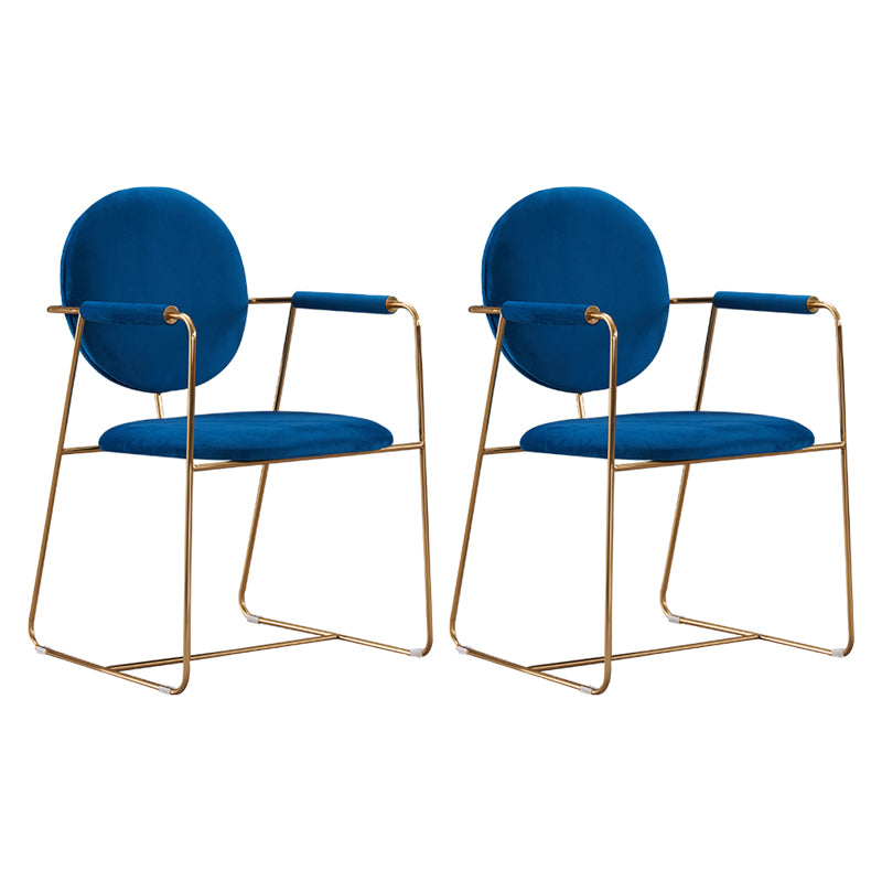 Silla de comedor tapizada de metal con respaldo abierto, sillón casero de estilo moderno