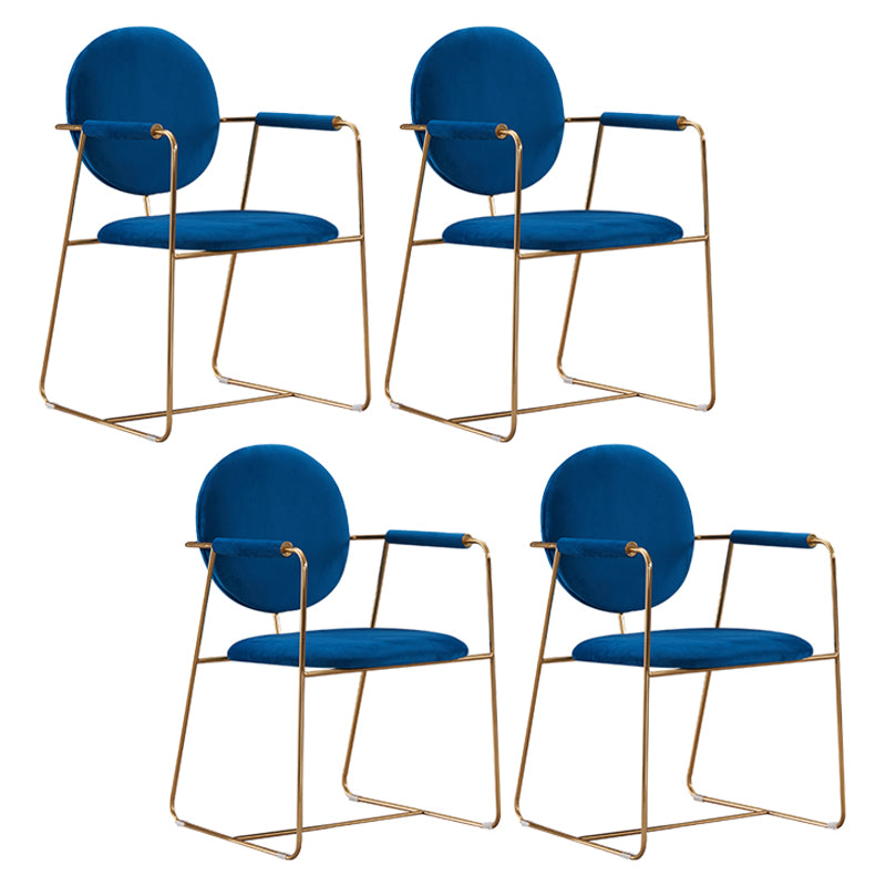 Silla de comedor tapizada de metal con respaldo abierto, sillón casero de estilo moderno