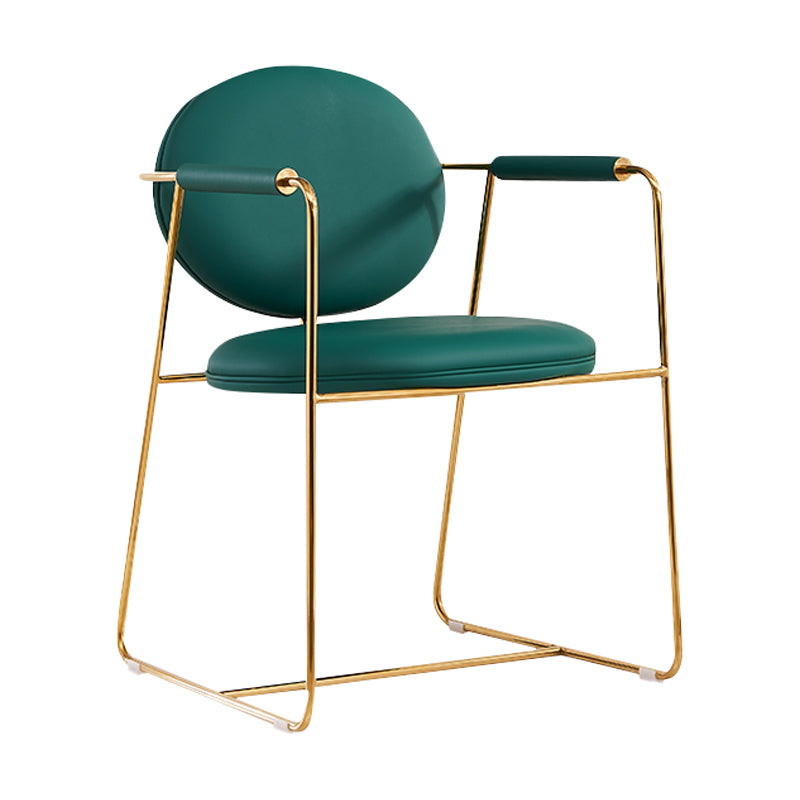 Silla de comedor tapizada de metal con respaldo abierto, sillón casero de estilo moderno