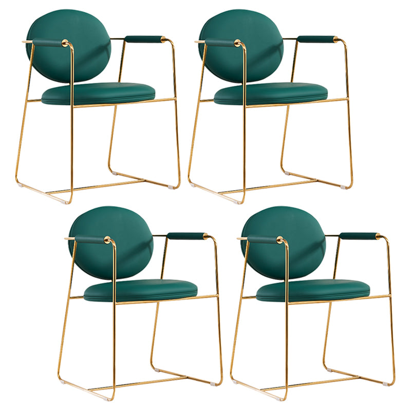 Silla de comedor tapizada de metal con respaldo abierto, sillón casero de estilo moderno