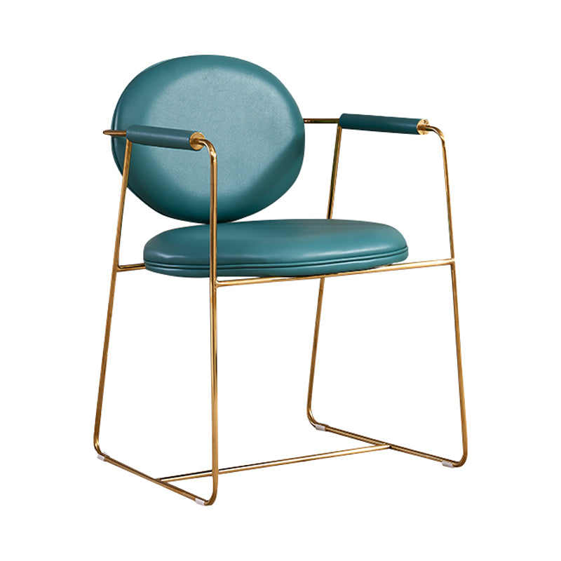 Silla de comedor tapizada de metal con respaldo abierto, sillón casero de estilo moderno