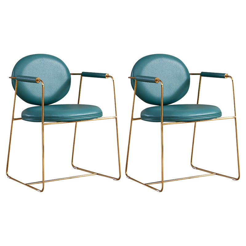 Silla de comedor tapizada de metal con respaldo abierto, sillón casero de estilo moderno