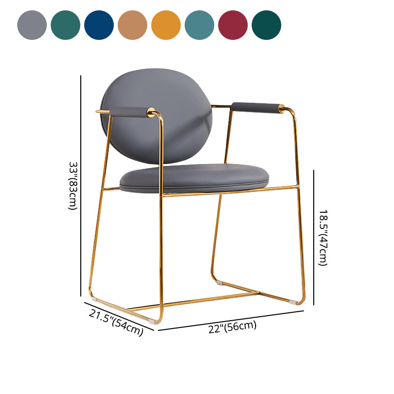 Silla de comedor tapizada de metal con respaldo abierto, sillón casero de estilo moderno