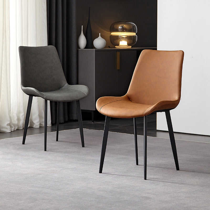 Silla de metal de estilo industrial, sillas auxiliares de comedor con respaldo sólido de cocina (juego de 2)