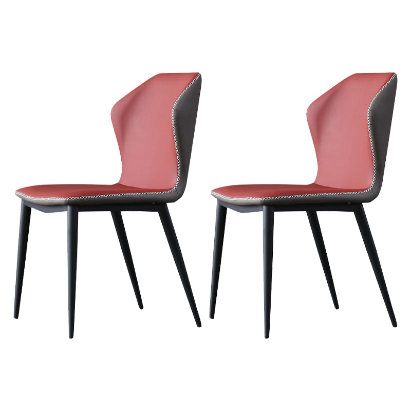 Chaise de salle à manger industrielle en métal, chaise de salle à manger sans accoudoirs à oreilles (Ensemble de 2)