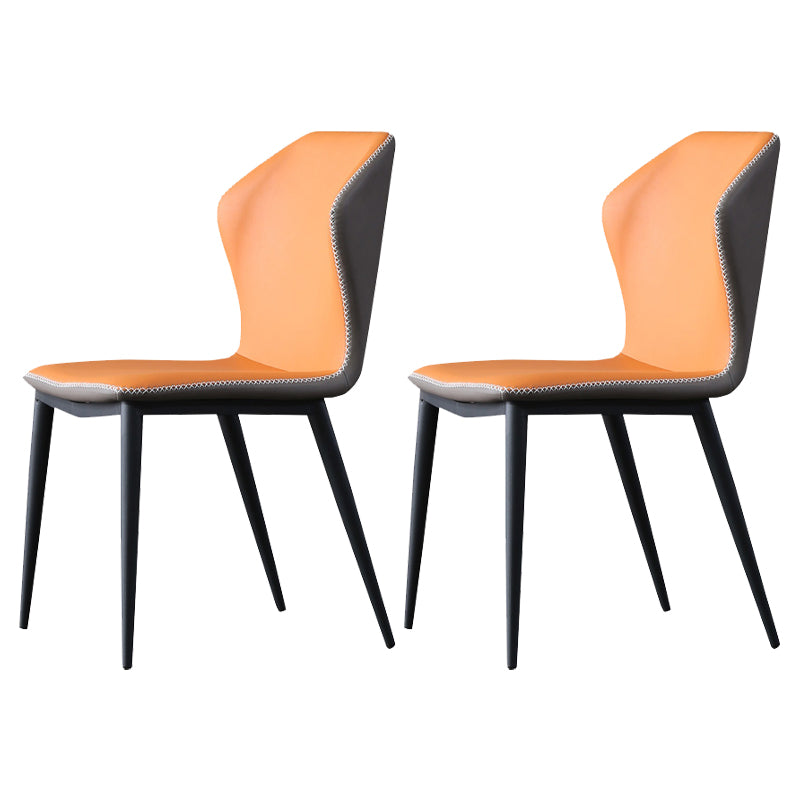 Chaise de salle à manger industrielle en métal, chaise de salle à manger sans accoudoirs à oreilles (Ensemble de 2)
