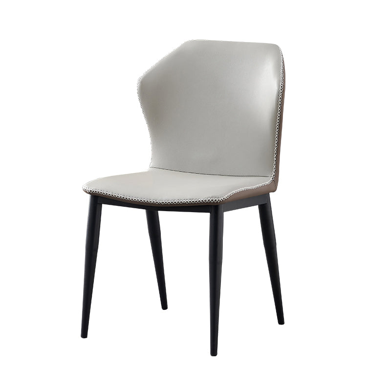 Silla de comedor de metal industrial, sin brazos, con respaldo de orejas (juego de 2)