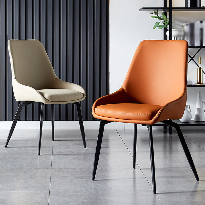 Hedendaagse metalen eetkamerstoelen faux lederen eetkamerstoelen (set van 4)