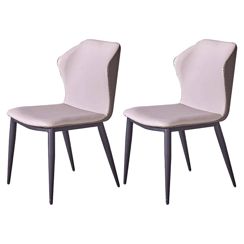 Industrial Style Wingback Dining Chairs Leather Dining Armless Chairs (Set of 2)