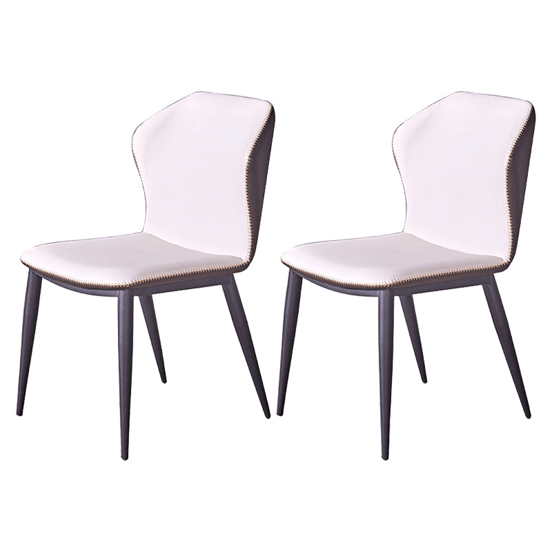Industrial Style Wingback Dining Chairs Leather Dining Armless Chairs (Set of 2)