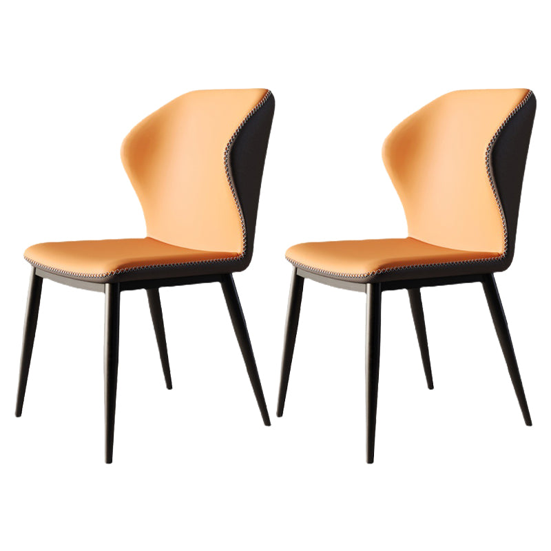Industrial Style Wingback Dining Chairs Leather Dining Armless Chairs (Set of 2)
