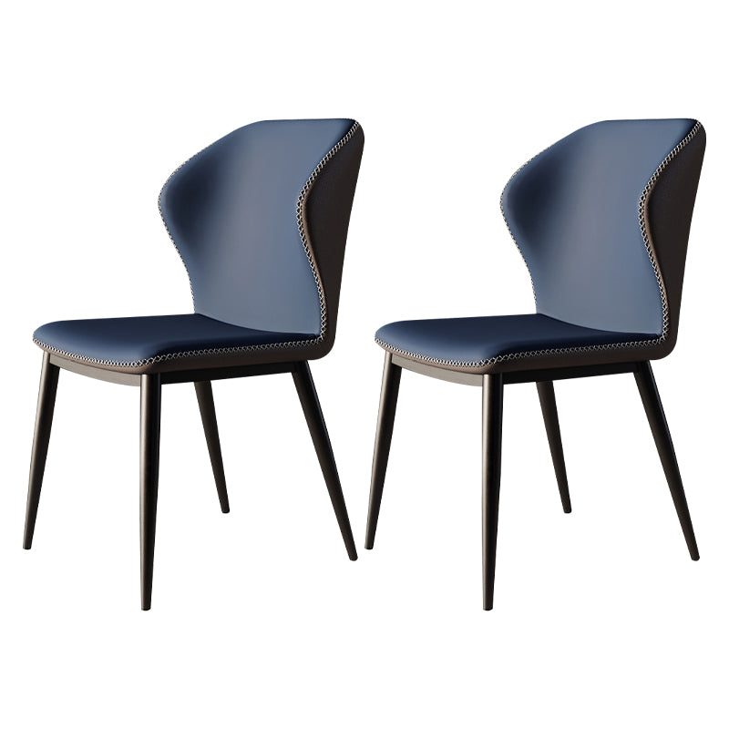 Sillas de comedor con respaldo estilo industrial Sillas de comedor de cuero sin brazos (juego de 2)