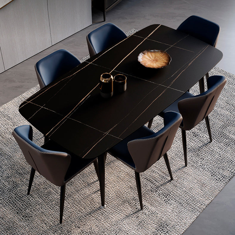 Sillas de comedor con respaldo estilo industrial Sillas de comedor de cuero sin brazos (juego de 2)