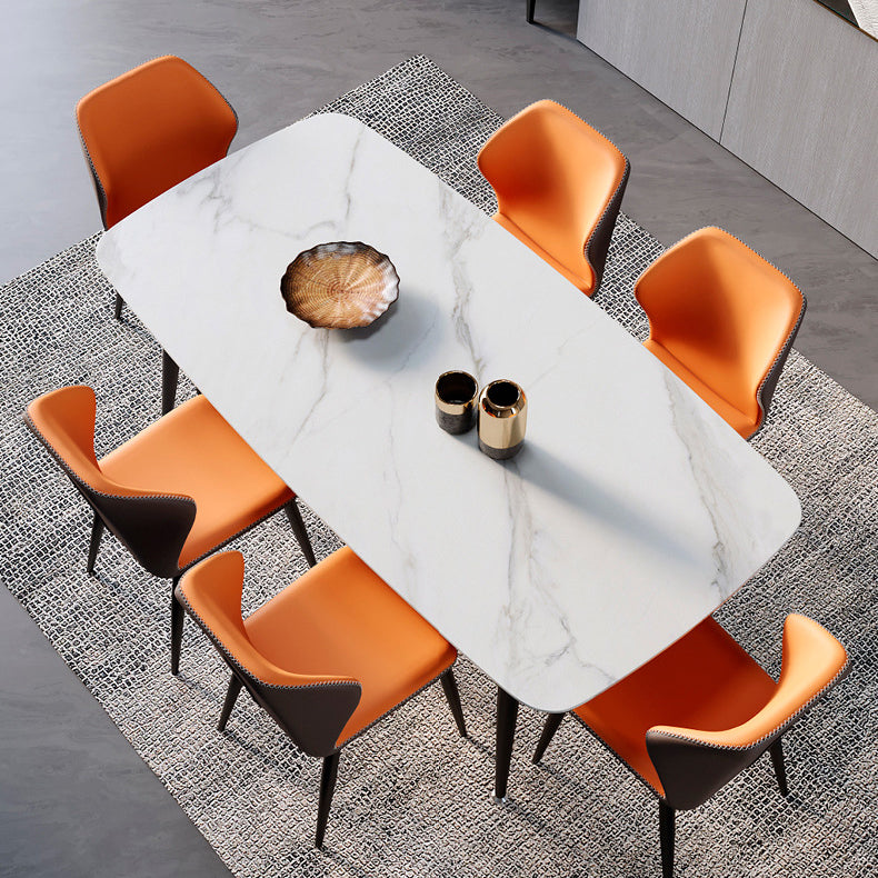 Sillas de comedor con respaldo estilo industrial Sillas de comedor de cuero sin brazos (juego de 2)