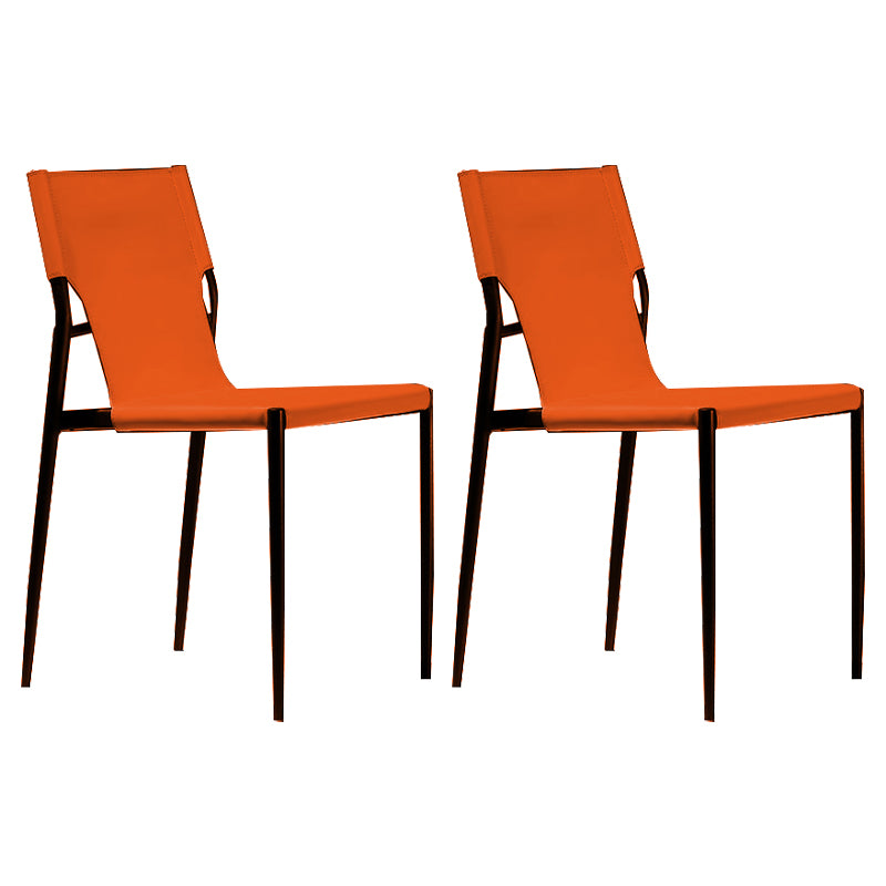 Chaises de salle à manger en cuir de style industriel Chaises d'appoint sans accoudoirs à dossier solide (Ensemble de 2)
