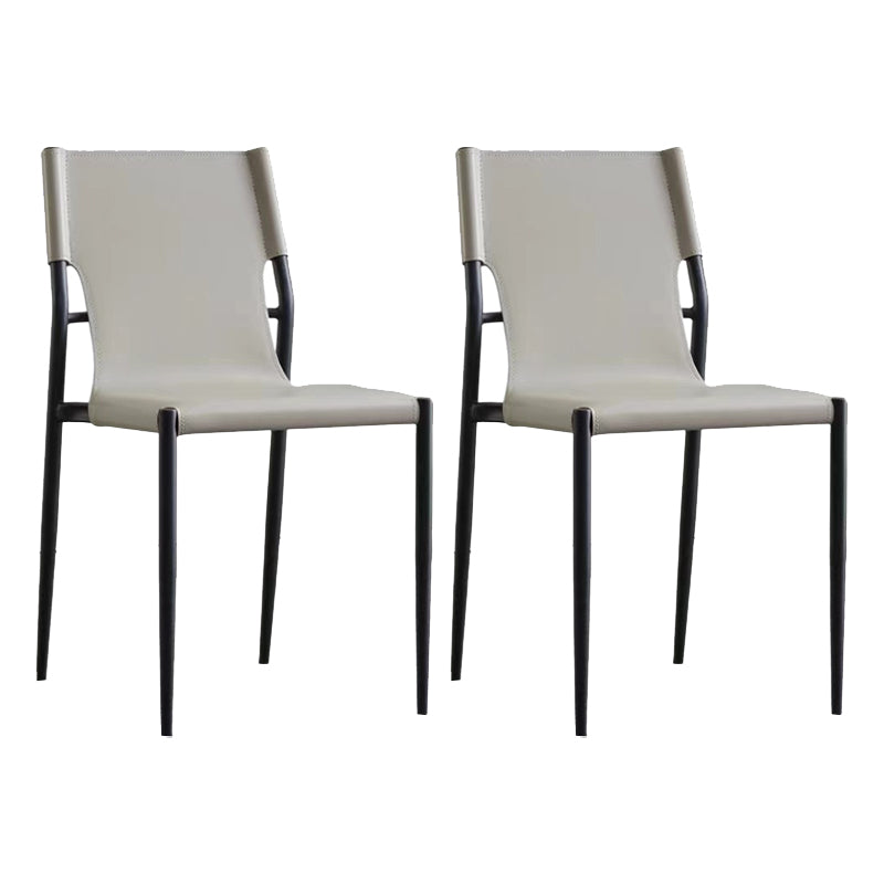 Chaises de salle à manger en cuir de style industriel Chaises d'appoint sans accoudoirs à dossier solide (Ensemble de 2)