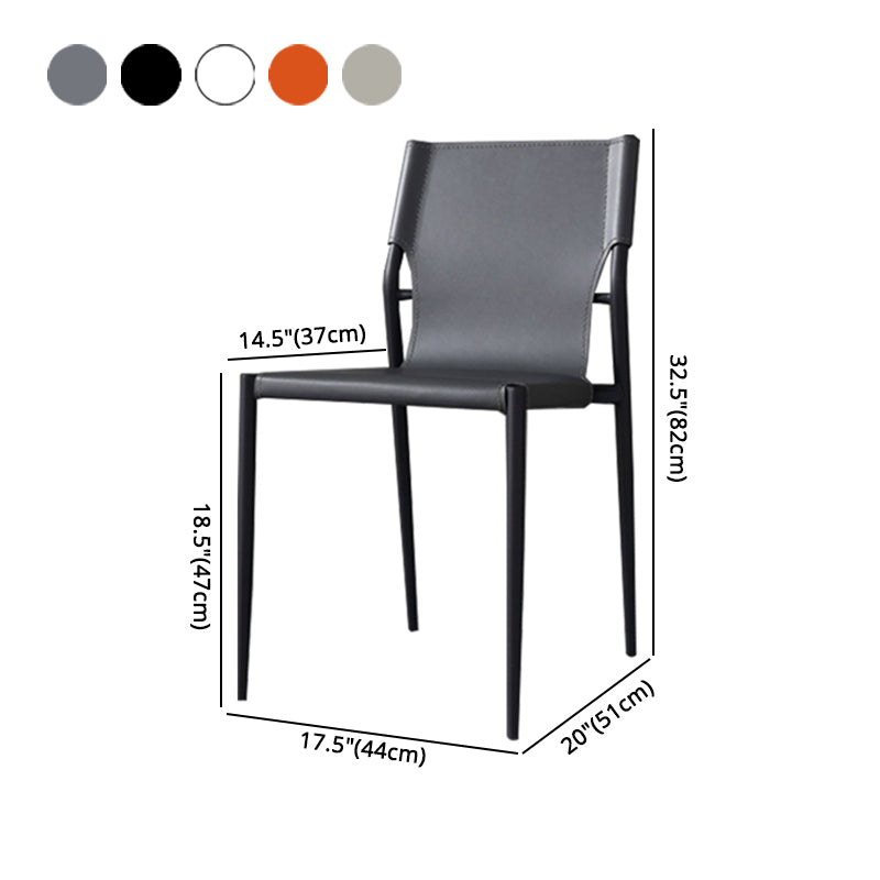 Sillas de comedor de cuero de estilo industrial Sillas laterales de comedor sin brazos con respaldo sólido (juego de 2)