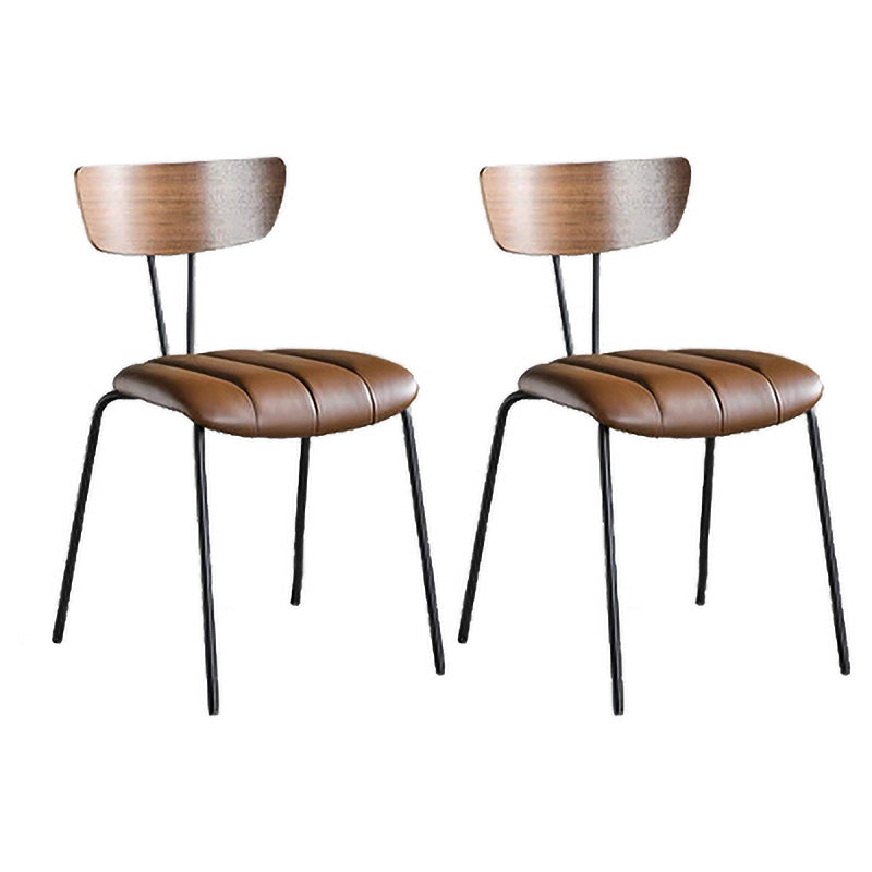 Chaise de salle à manger à dossier ouvert de style industriel Chaise de salle à manger rembourrée sans accoudoirs (Ensemble de 2)