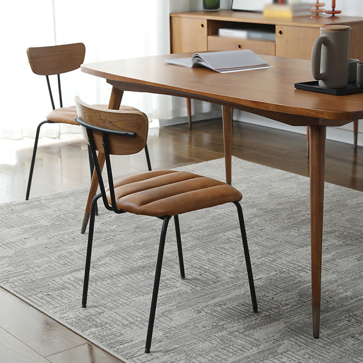 Silla de comedor tapizada sin brazos estilo industrial con respaldo abierto (juego de 2)