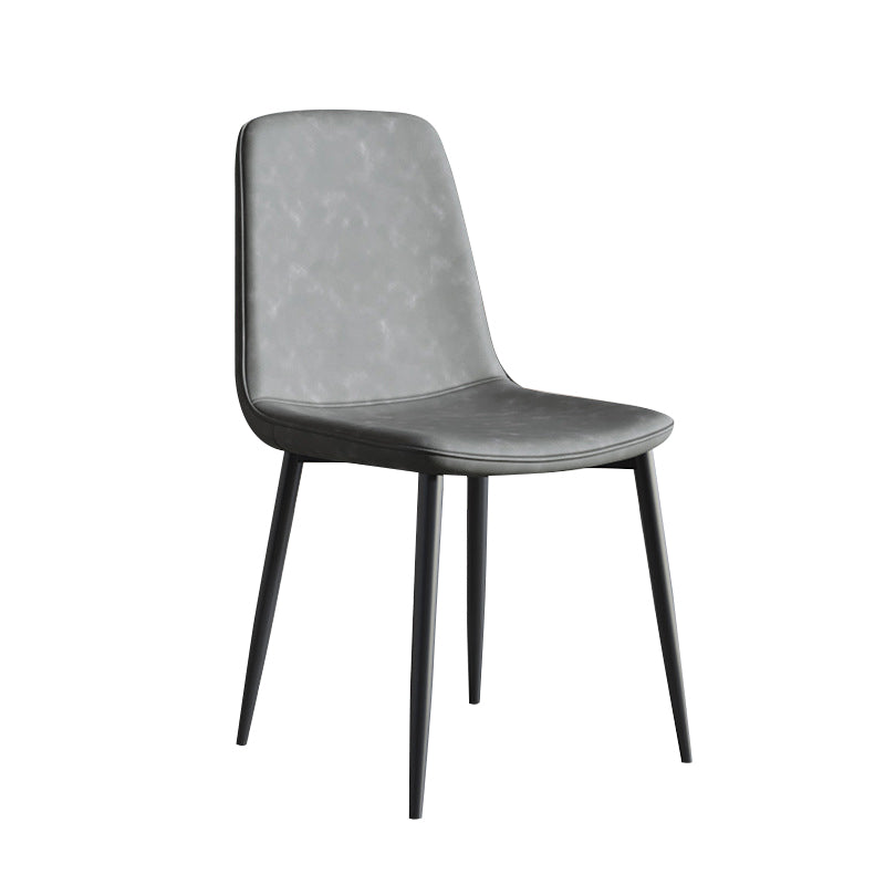 Industrial Metal Dining Room Chair PU Leather Armless Chairs for Home Use (Set of 4)