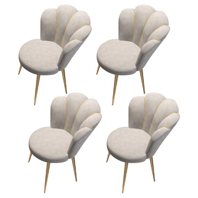 Chaise de salle à manger sans accoudoirs en métal Glam, chaise d'appoint en velours pour restaurant (Ensemble de 4)