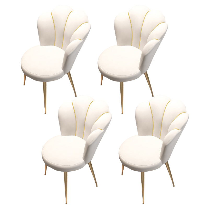 Chaise de salle à manger sans accoudoirs en métal Glam, chaise d'appoint en velours pour restaurant (Ensemble de 4)