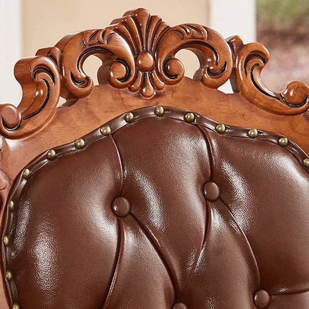 Silla de comedor tradicional de madera maciza, sillón de comedor de cuero para restaurante (juego de 2)