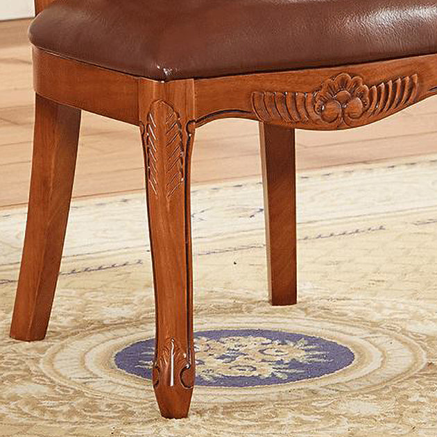 Silla de comedor tradicional de madera maciza, sillón de comedor de cuero para restaurante (juego de 2)