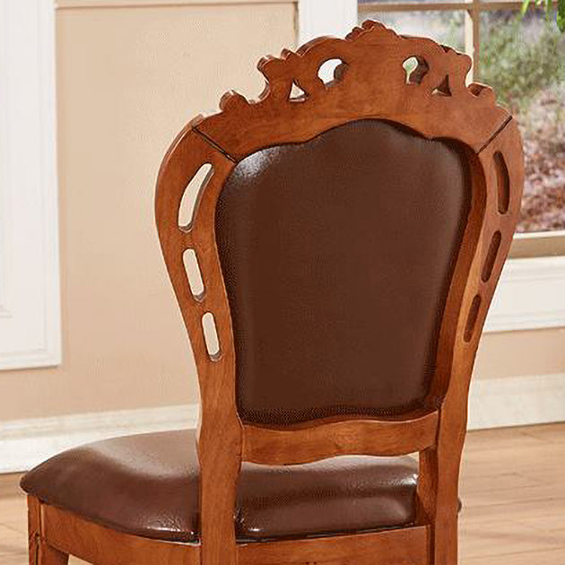 Silla de comedor tradicional de madera maciza, sillón de comedor de cuero para restaurante (juego de 2)
