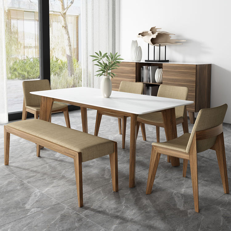 Scandinavische stijl linnen stof eetkamerstoel stoere stoelen met achterste rug (set van 4)