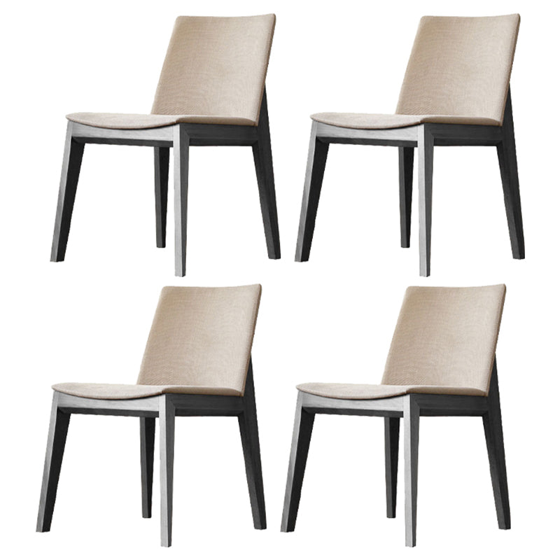 Scandinavische stijl linnen stof eetkamerstoel stoere stoelen met achterste rug (set van 4)