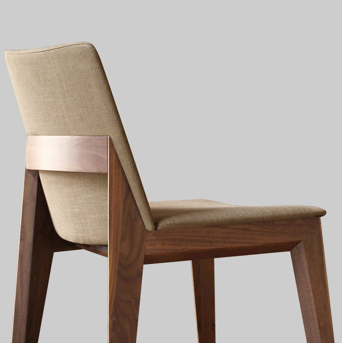 Scandinavische stijl linnen stof eetkamerstoel stoere stoelen met achterste rug (set van 4)