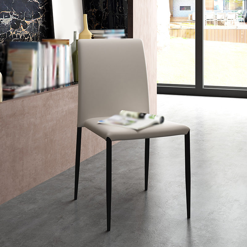 Silla de comedor de estilo moderno, sillas laterales sin brazos con patas de metal para cocina