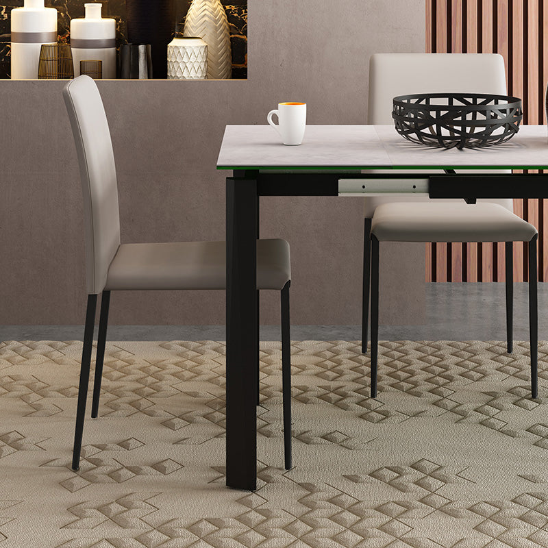 Silla de comedor de estilo moderno, sillas laterales sin brazos con patas de metal para cocina
