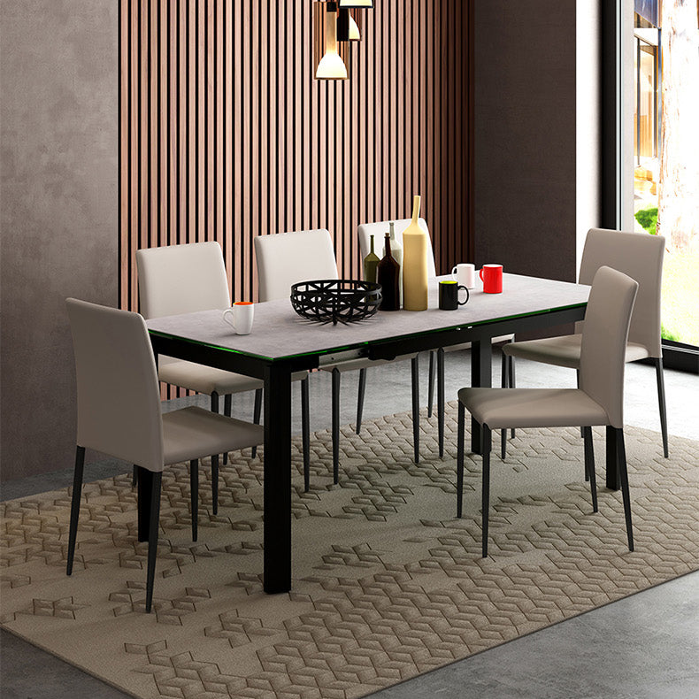 Silla de comedor de estilo moderno, sillas laterales sin brazos con patas de metal para cocina