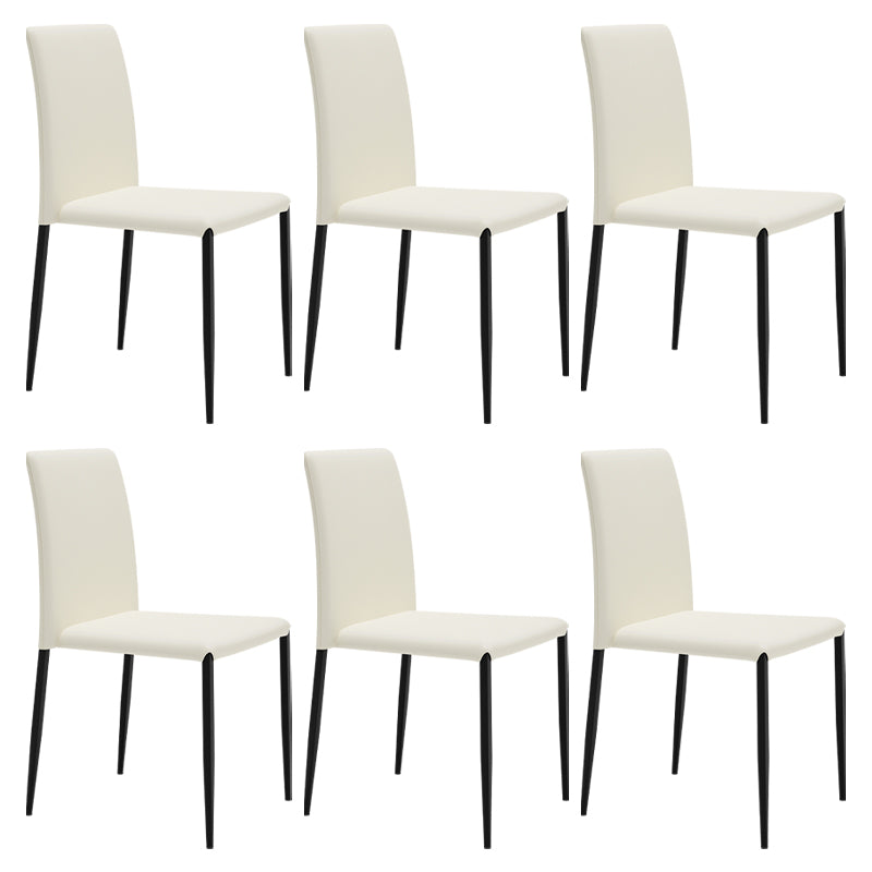 Silla de comedor de estilo moderno, sillas laterales sin brazos con patas de metal para cocina