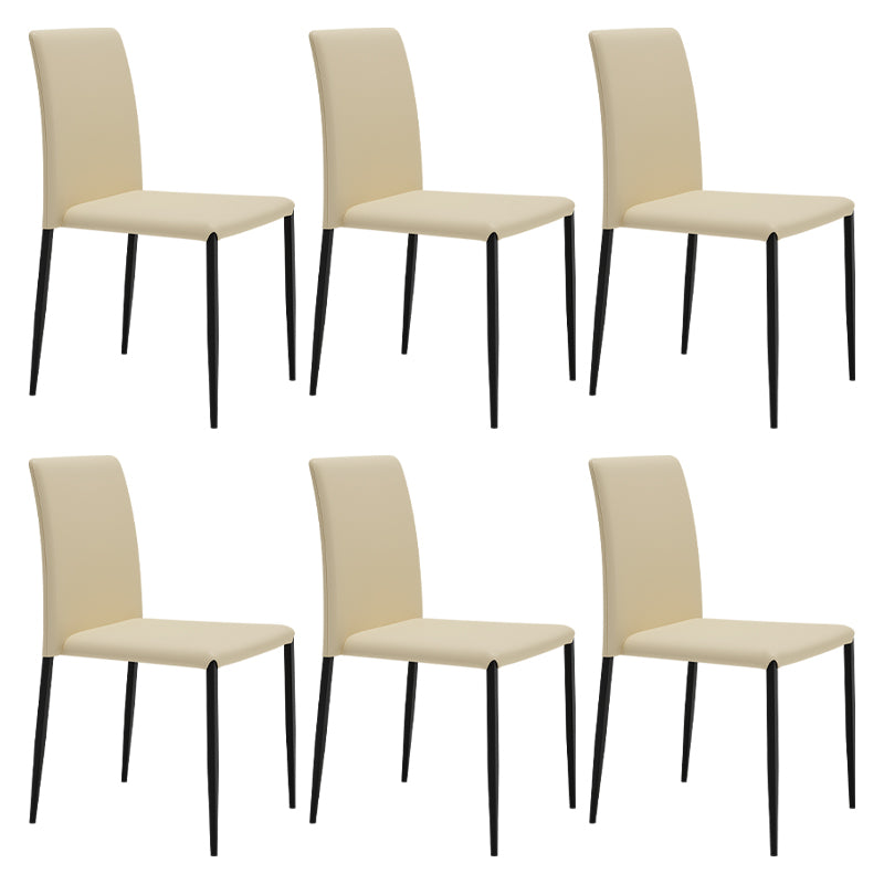 Silla de comedor de estilo moderno, sillas laterales sin brazos con patas de metal para cocina