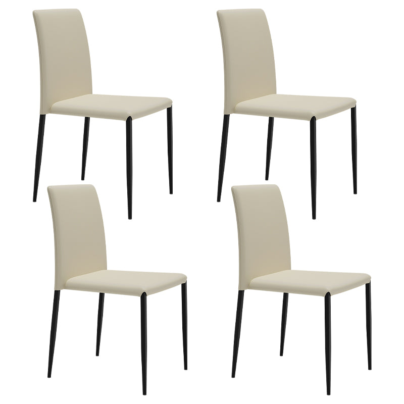 Silla de comedor de estilo moderno, sillas laterales sin brazos con patas de metal para cocina
