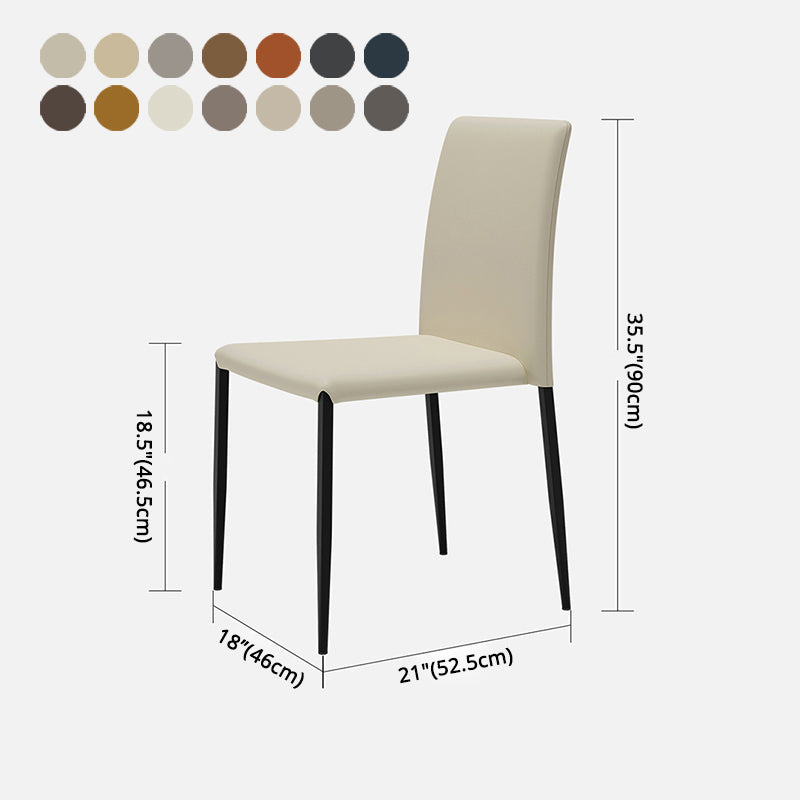 Silla de comedor de estilo moderno, sillas laterales sin brazos con patas de metal para cocina