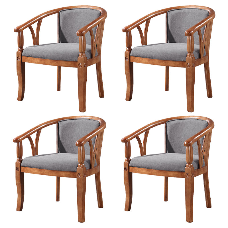 Silla de comedor tradicional de madera maciza, sillón de comedor de lino para restaurante