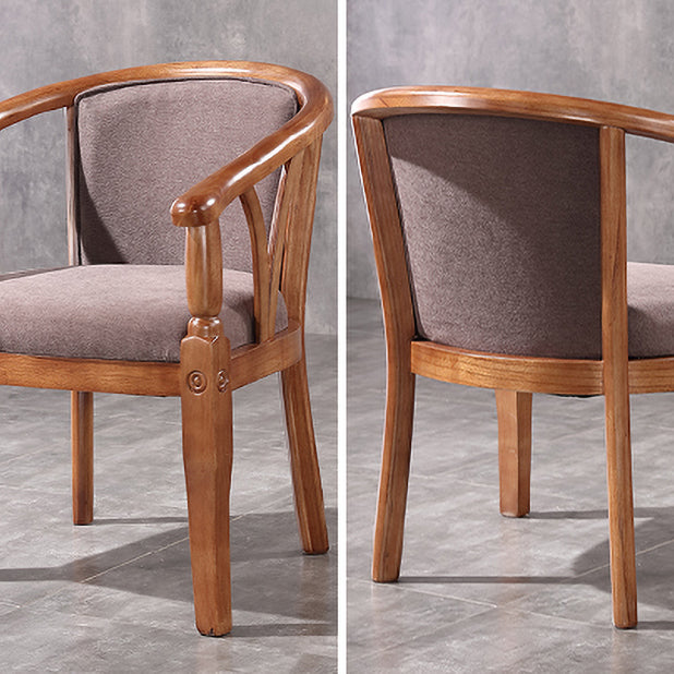 Silla de comedor tradicional de madera maciza, sillón de comedor de lino para restaurante