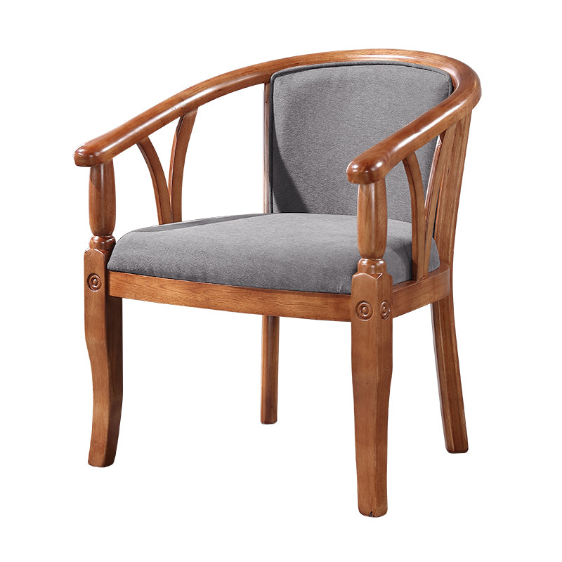 Chaise de salle à manger traditionnelle en bois massif, fauteuil de salle à manger en lin pour Restaurant