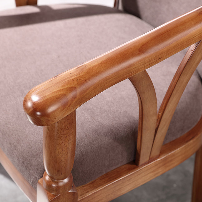 Silla de comedor tradicional de madera maciza, sillón de comedor de lino para restaurante