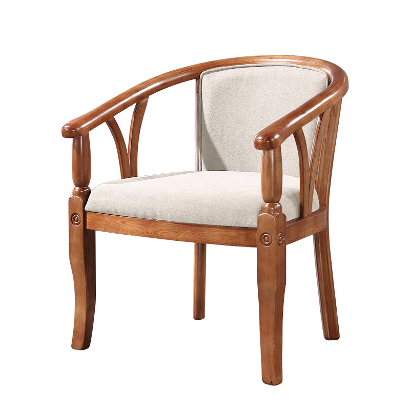 Silla de comedor tradicional de madera maciza, sillón de comedor de lino para restaurante