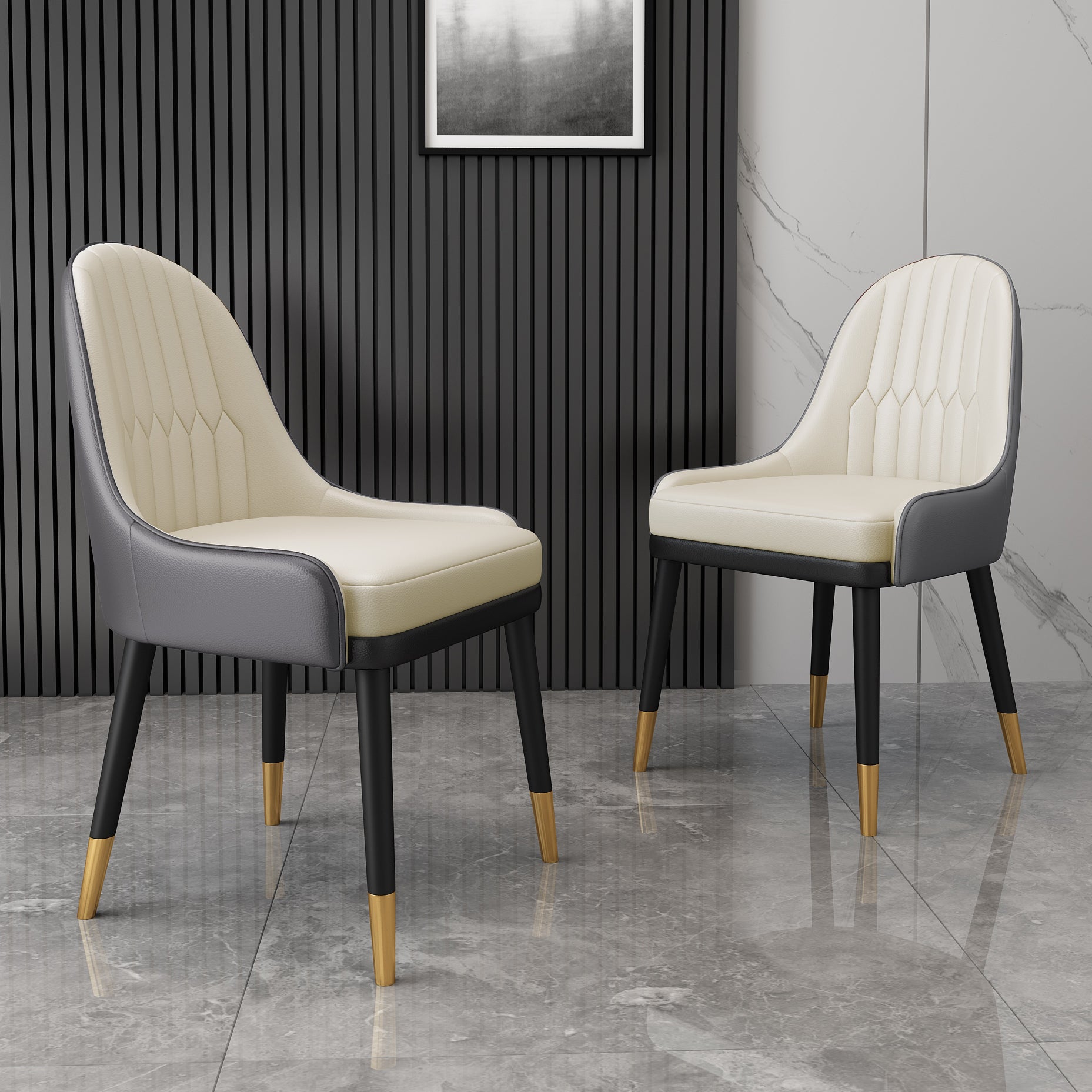 Silla de metal estilo escandinavo Sillas de comedor con respaldo Parsons (juego de 2)