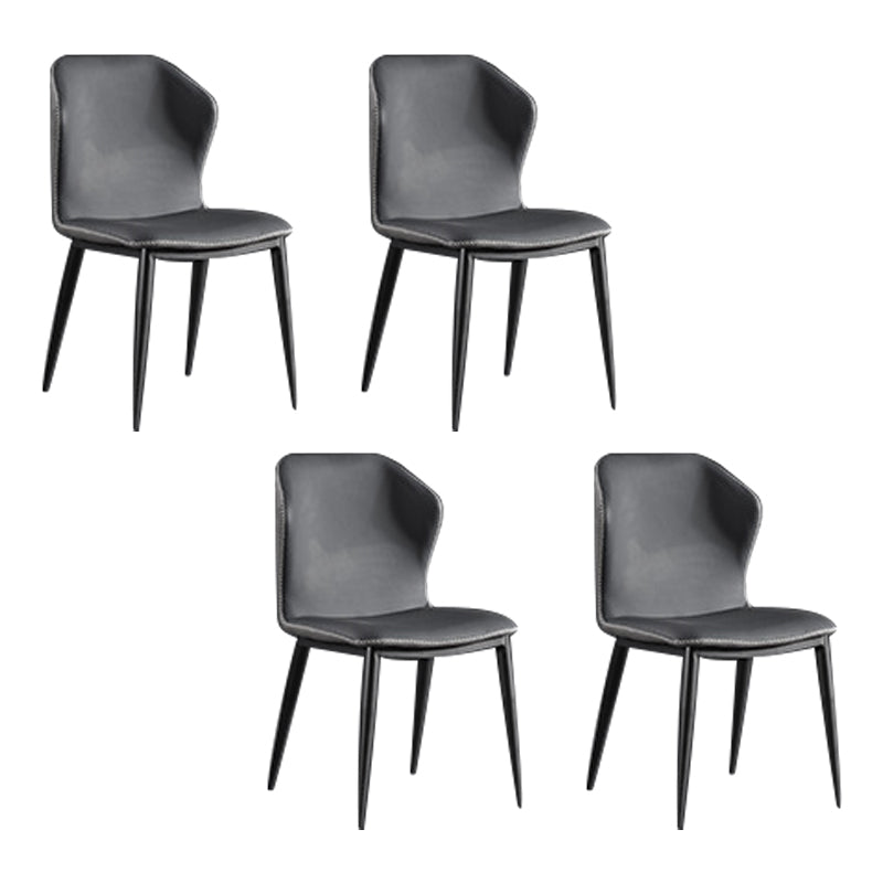 Chaise Parsons à oreilles industrielles Chaises d'appoint sans accoudoirs en cuir (Ensemble de 4)