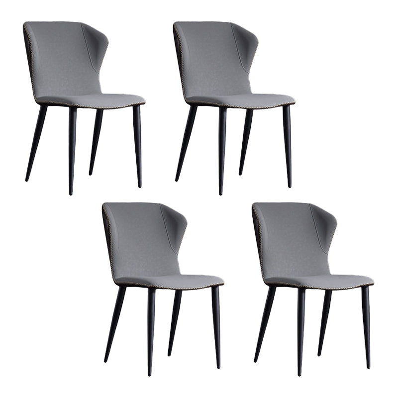Chaise Parsons à oreilles industrielles Chaises d'appoint sans accoudoirs en cuir (Ensemble de 4)