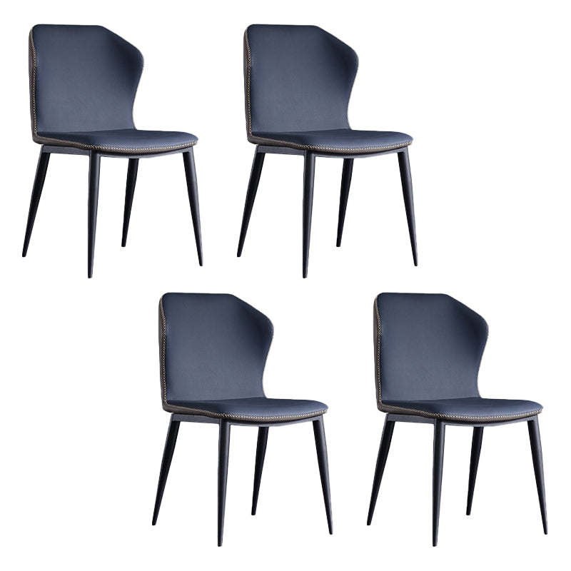 Silla industrial Wingback Parsons de cuero para comedor, sillas laterales sin brazos (juego de 4)