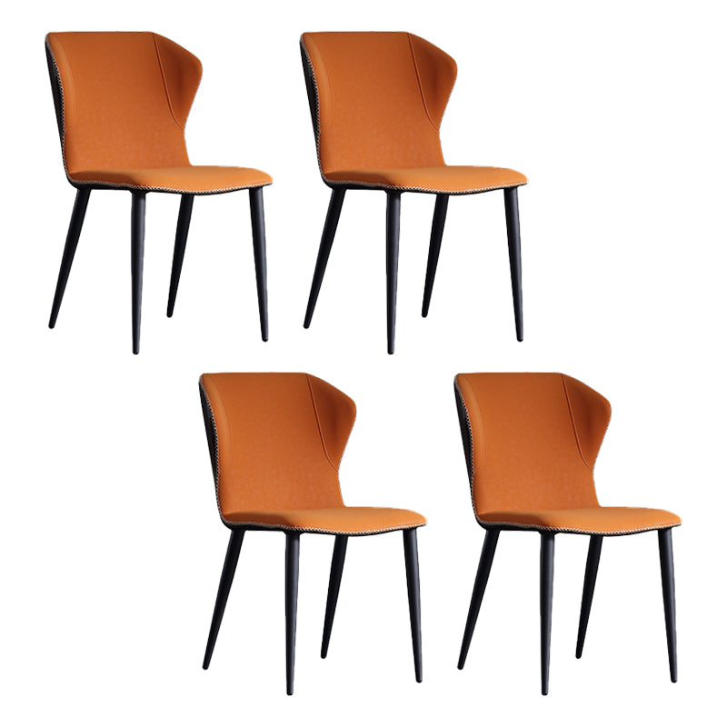 Chaise Parsons à oreilles industrielles Chaises d'appoint sans accoudoirs en cuir (Ensemble de 4)